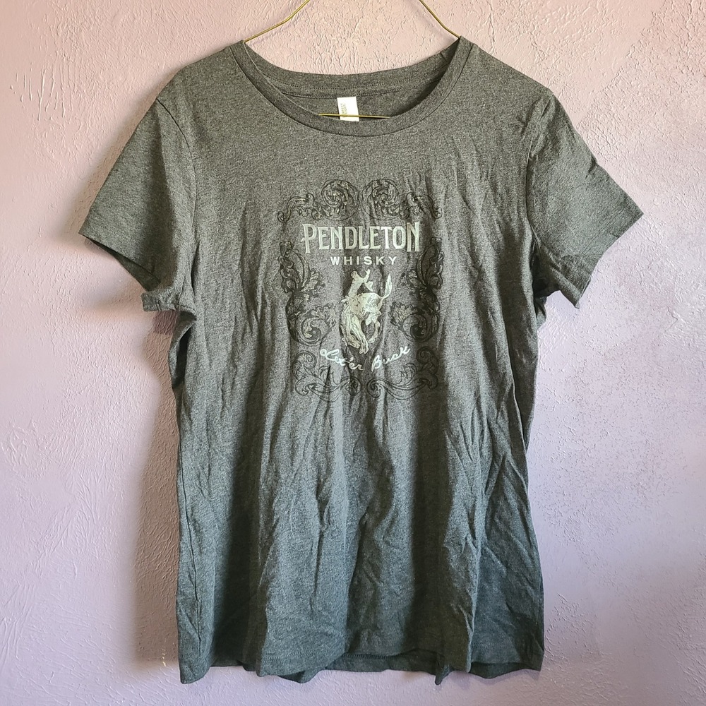 District Pendleton Whisky T-Shirt Women Large Grey Excellent Let'er Buck Western